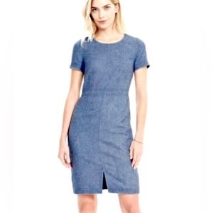 Banana Republic NWOT Dress Sz 2P Blue Luxury Italian Flannel Wool Blend Lined